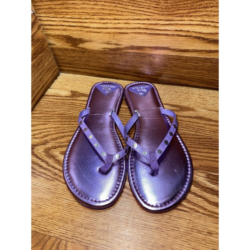 Consuela Purple Metallic Studded Flip Flop Sandals Size Medium